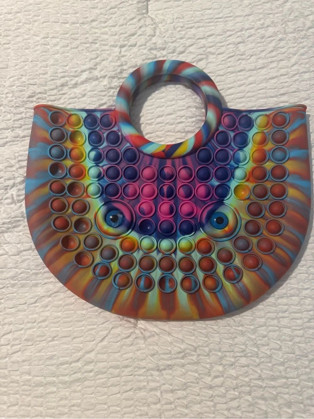 Multicolor Rainbow Pop-It Silicone Circle-Handle Tote Bag